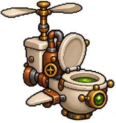 A toilet drone: a small flying toilet with a propeller